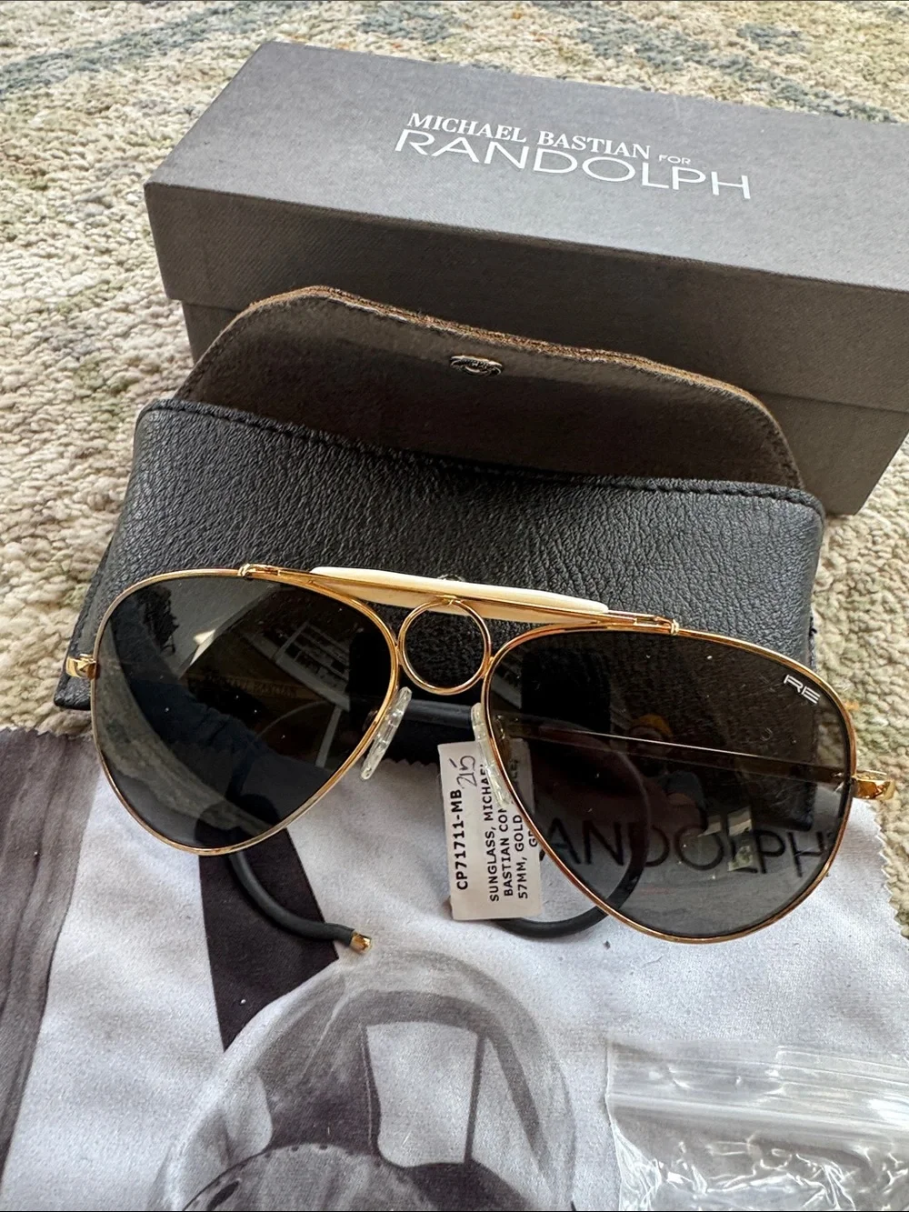 Randolph Engineering by Michael Bastian Compass 57mm Gold Cable Gray Sunglasses